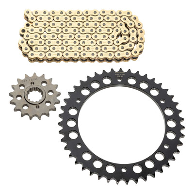 Kit chaîne EK/PBR 17x43-108m chaîne 530 SRX2 or couronne acier Honda VFR 800 F 98-01