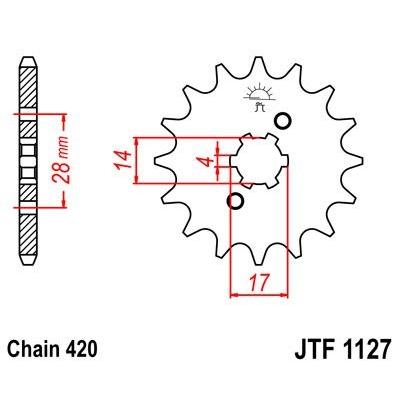 Pignon JT Sprockets Acier pas 420 15 dents - Pour Derbi Senda SM X-treme 00-05