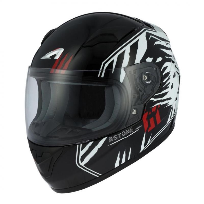 Casque intégral enfant Astone GT2 KIDS Graphic PREDATOR noir/blanc- S