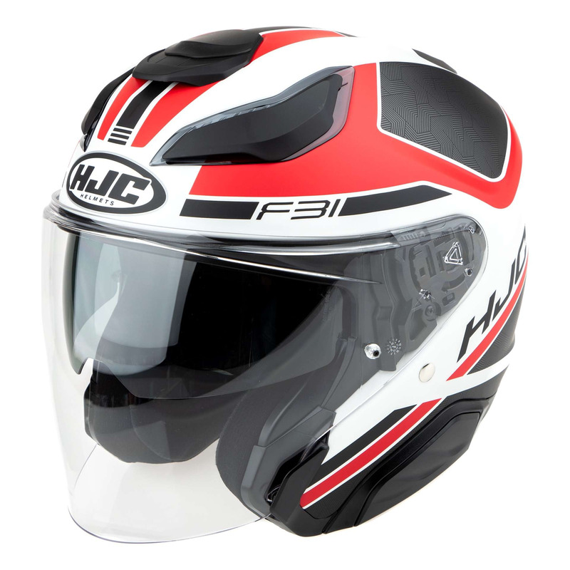 Casque jet HJC F31 Ceron MC1SF noir/rouge/blanc mat