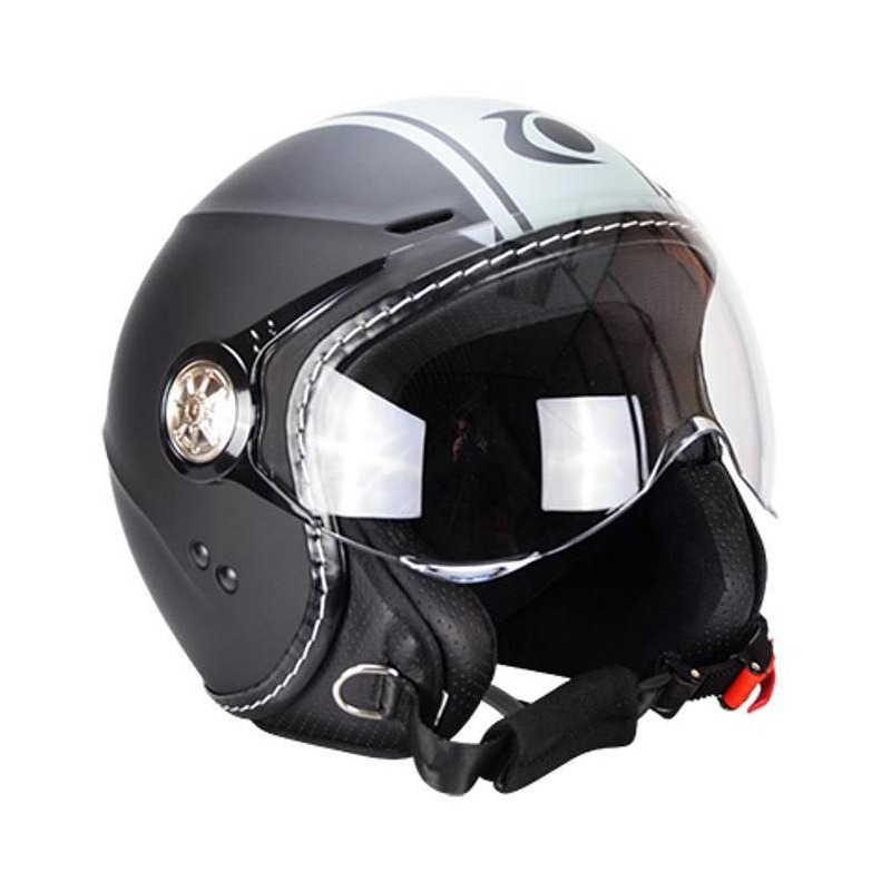 Casque jet Trendy T-203 noir / blanc- M