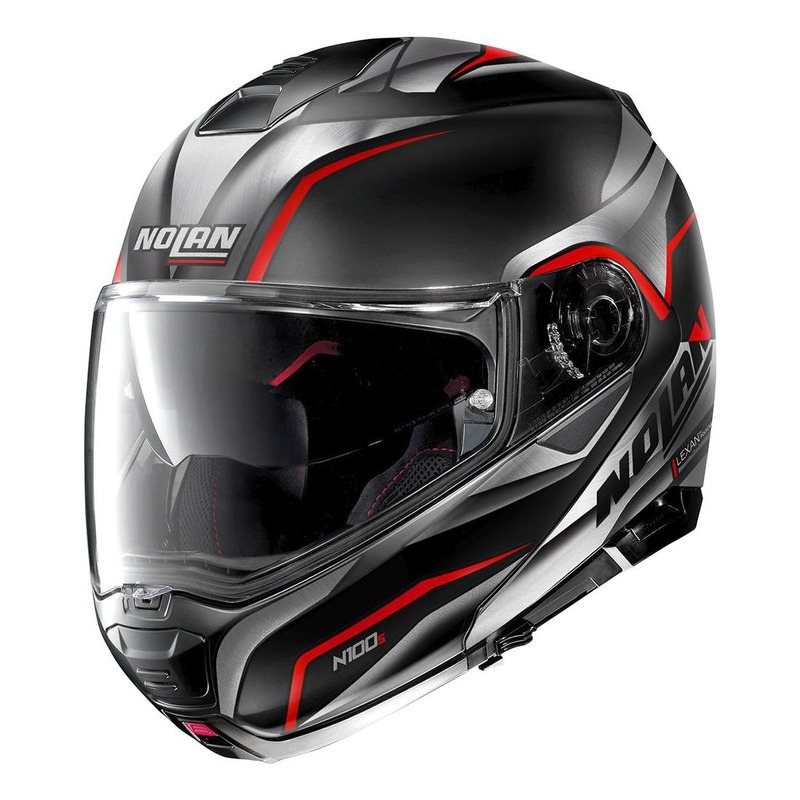 Casque modulable Nolan N100-5 Balteus N-Com Mat noir/rouge- 2XS