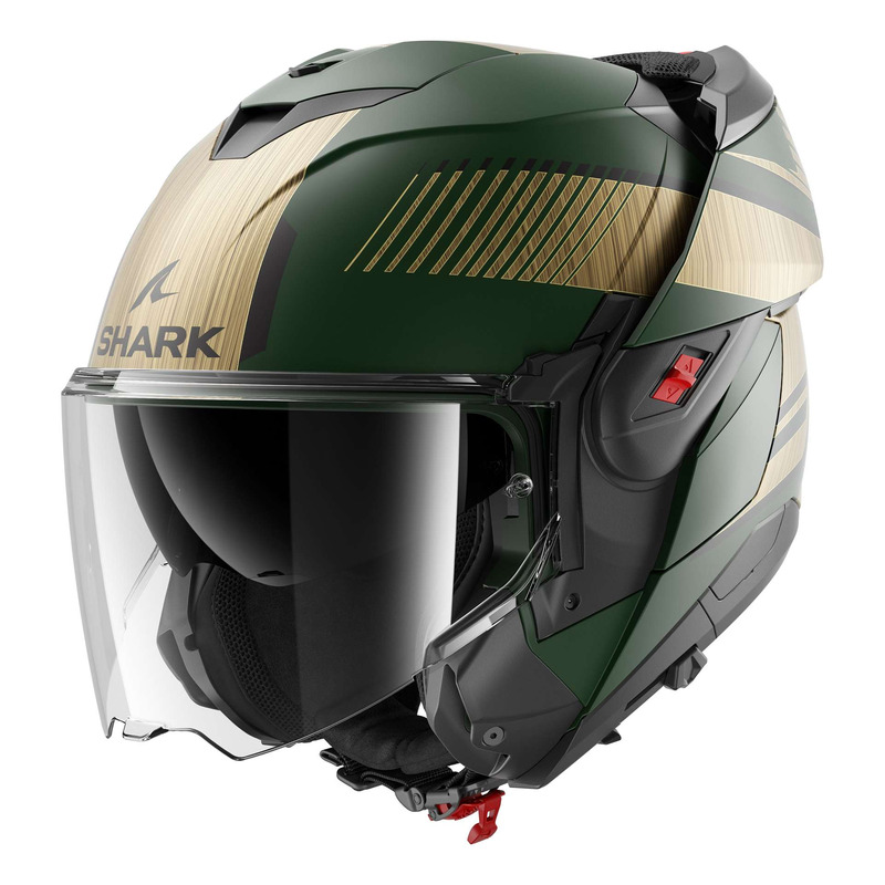 Casque modulable Shark Oxo Sikter green/chrome/gold mat- XS
