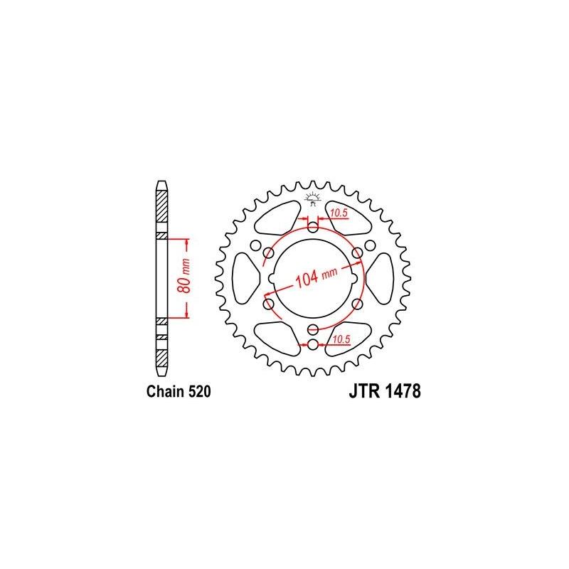 Couronne JT Sprockets Acier pas 520 38 dents - Pour Kawasaki GPZ 550 8
