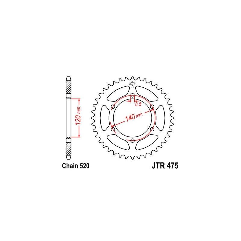 Couronne JT Sprockets Acier pas 520 44 dents - Pour Kawasaki KLR 250 8
