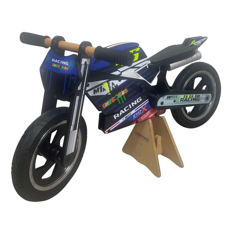Draisienne moto Kiddimoto bois noir kit déco VR46