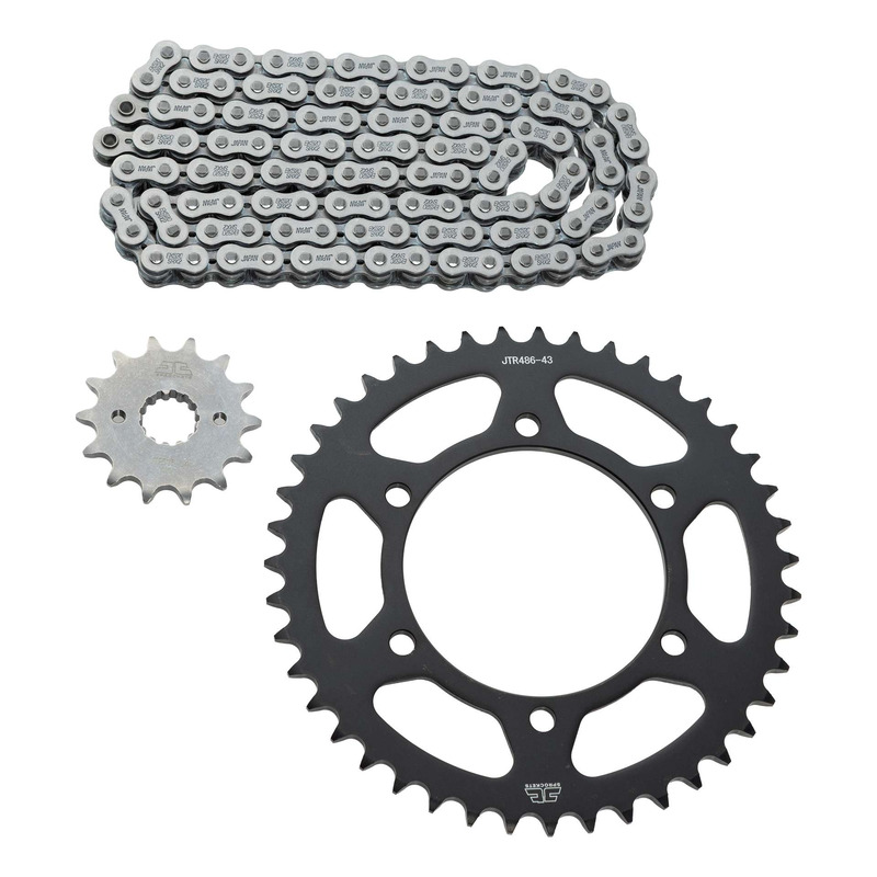Kit chaîne EK/JT 14x43-106m chaîne 520 SRX2 acier couronne standard Kawasaki Ninja 250 08-12