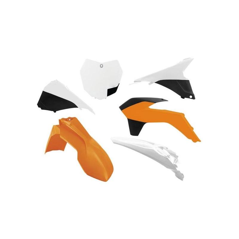 Kit plastique RTech KTM 125 SX 13-15 blanc/orange/noir (couleur OEM 2016)