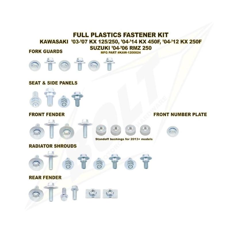 Kit visserie complet de plastiques Bolt pour Kawasaki KX 250 F 13-16
