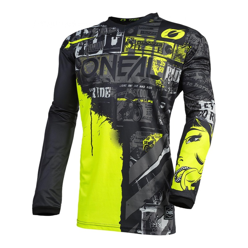 Maillot cross O'Neal Element Ride noir/jaune fluo- S