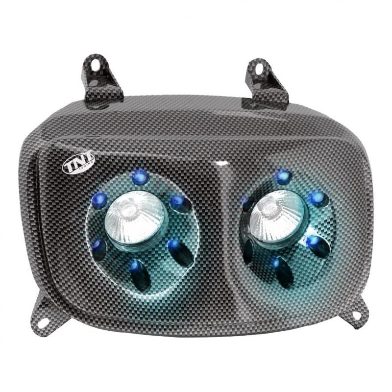 Masque Double Optique + Leds adaptable pour Booster 2004>- Blanc