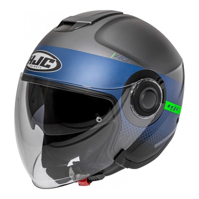 Casque jet HJC I40 Unova MC4HSF gris/bleu/vert (ECE 22.05)