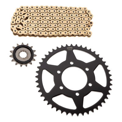Kit chaîne EK/PBR 15x46-120m chaîne 520 ZVX3 or couronne acier Kawasaki VN 650 Vulcan S 15-25