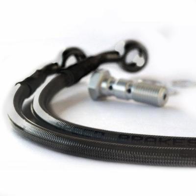 Kit durites de frein avant aviation carbone raccords noirs montage direct Kawasaki ZX6R 07-08