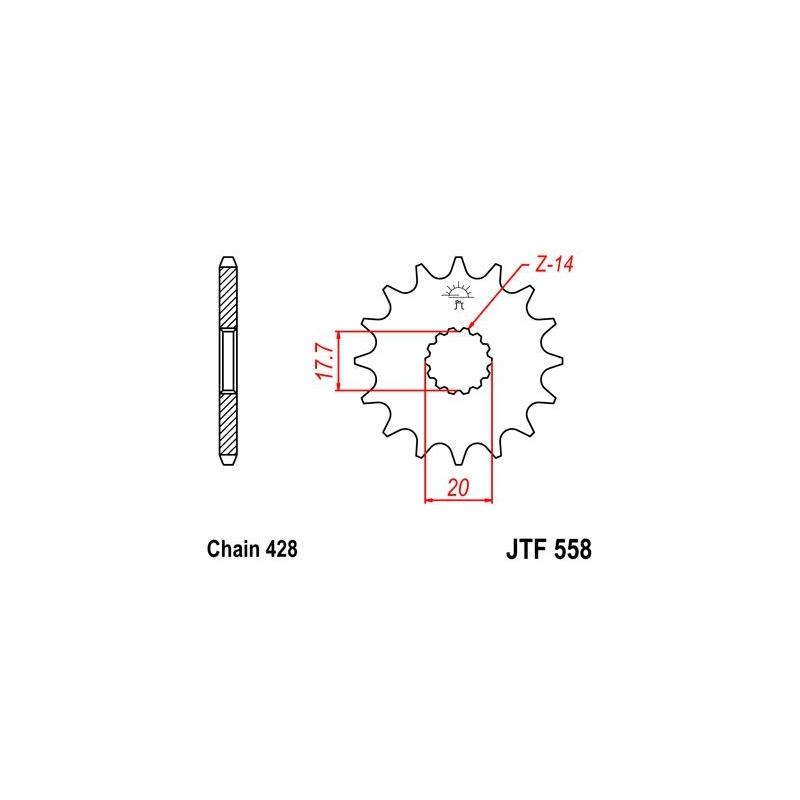 Pignon JT Sprockets Acier pas 428 13 dents - Pour Yamaha YZ 85 02-17