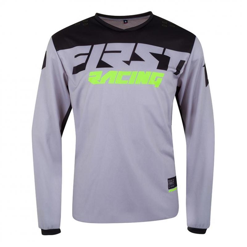 Maillot cross First Racing Data Evo gris/noir/jaune fluo- S