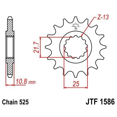 Pignon JT Sprockets Acier pas 525 16 dents - Pour Yamaha YZF-R6 06-16