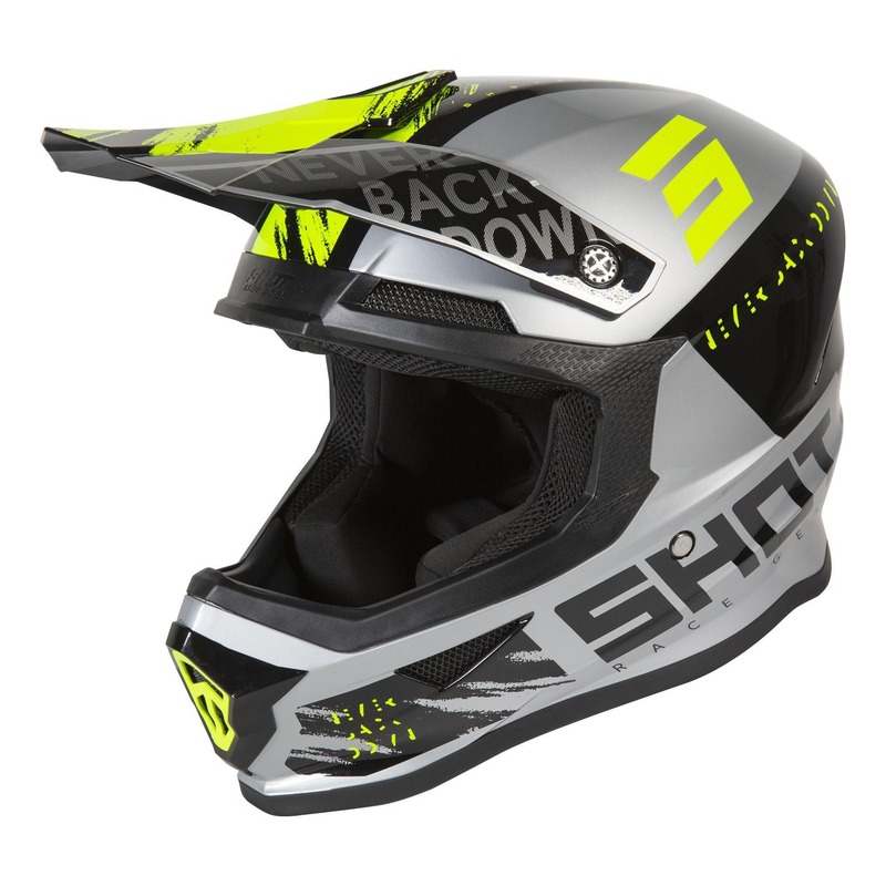 Casque cross Shot Furious Draw brillant gris/jaune fluo- XS