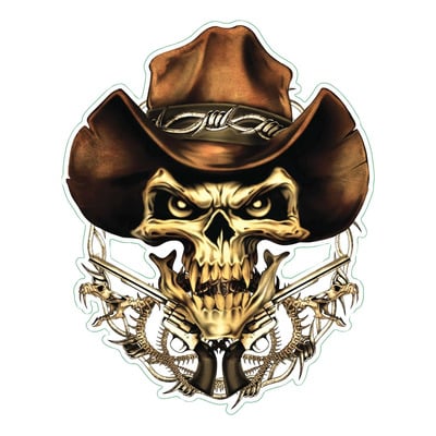 Autocollant Lethal Threat cowboy skull 60x80 mm