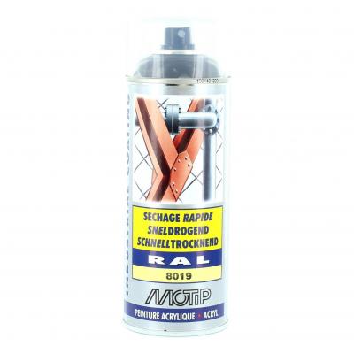 Bombe peinture Gris brun brillant acrylique RAL 8019 Motip 400 ml M07035