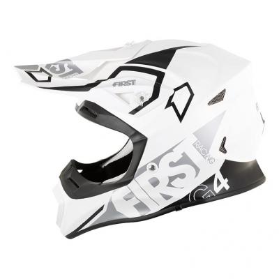 Casque cross First Racing G4 Fibre blanc/argent/noir