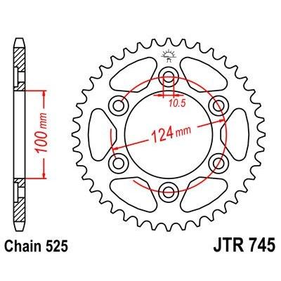 Couronne JT Sprockets Acier pas 525 38 dents - Pour Ducati 996 Sport Touring ST4S 02-05