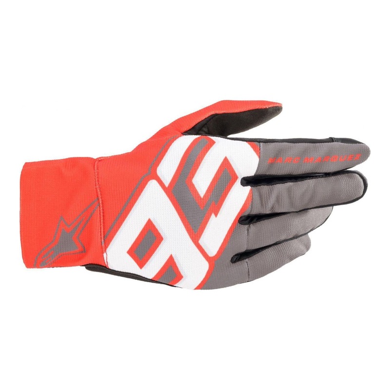 Gants textile Alpinestars Aragon MM93 Marc Marquez 93 gris foncé/blan
