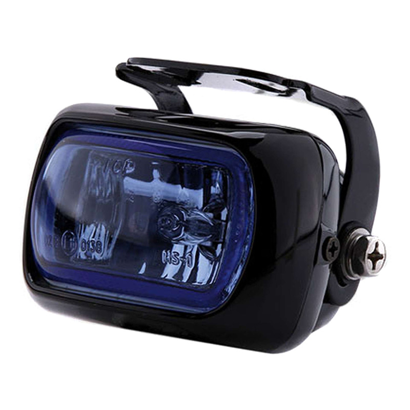 Antibrouillard Shin Yo rond aluminium noir cabochon bleu