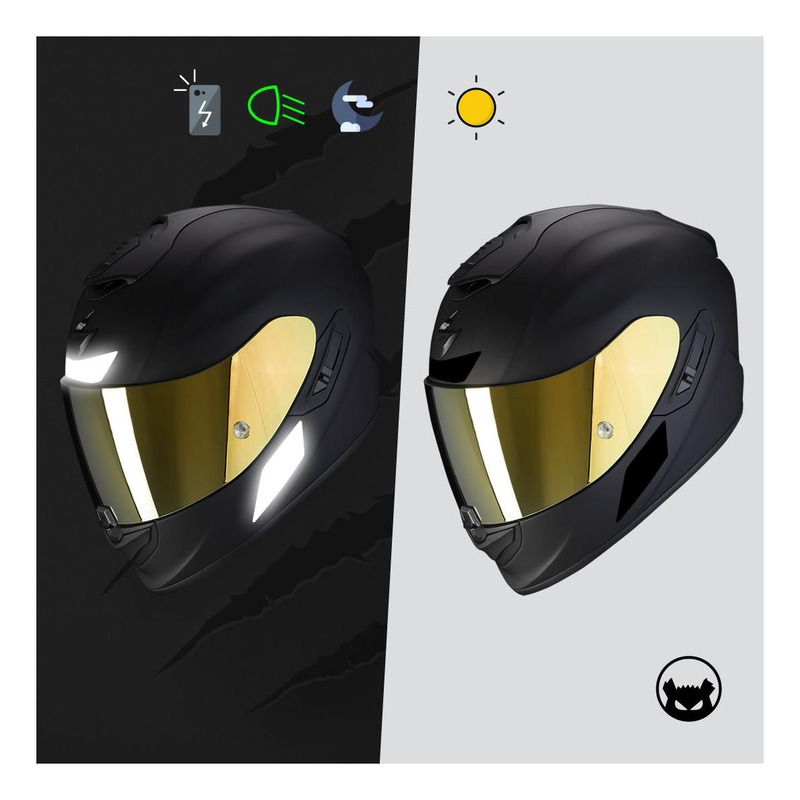 Stickers réfléchissants noirs pour tous les casques moto Scorpion Exo