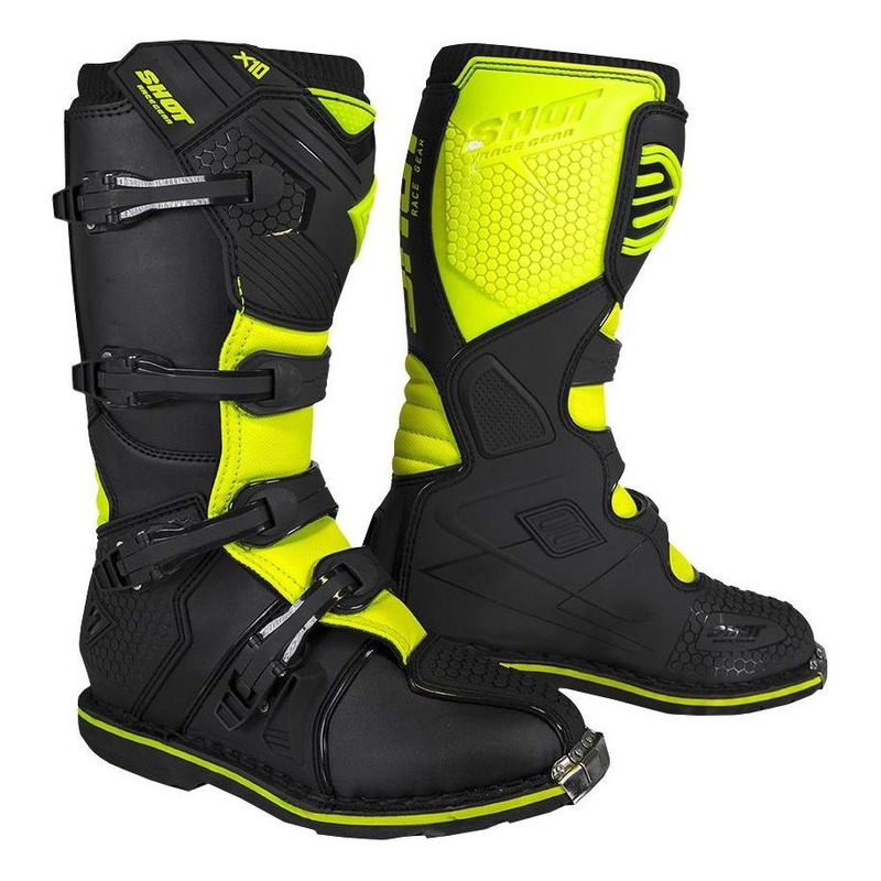 Bottes cross Shot X10 2.0 noir/jaune fluo- 39
