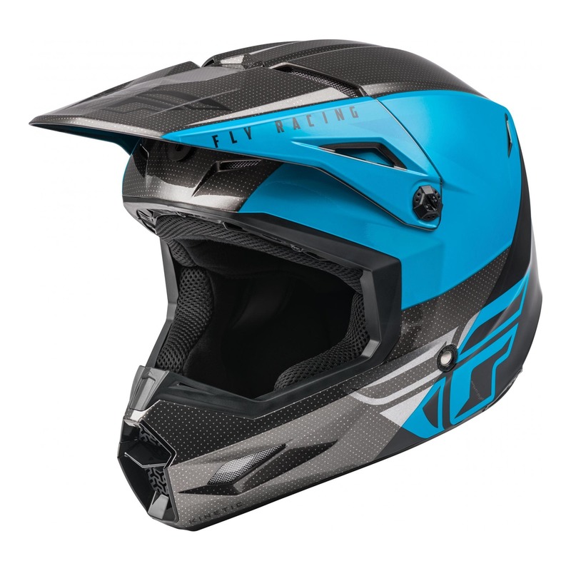 Casque cross Fly Racing Kinetic Straight Edge bleu/gris/noir- XS
