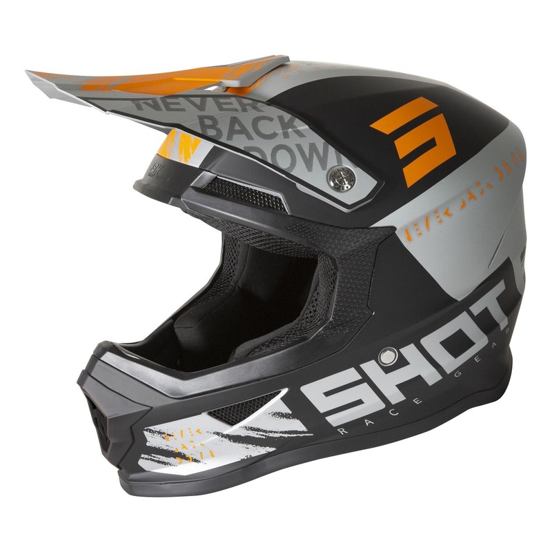 Casque cross Shot Furious Draw mat gris/orange- XS