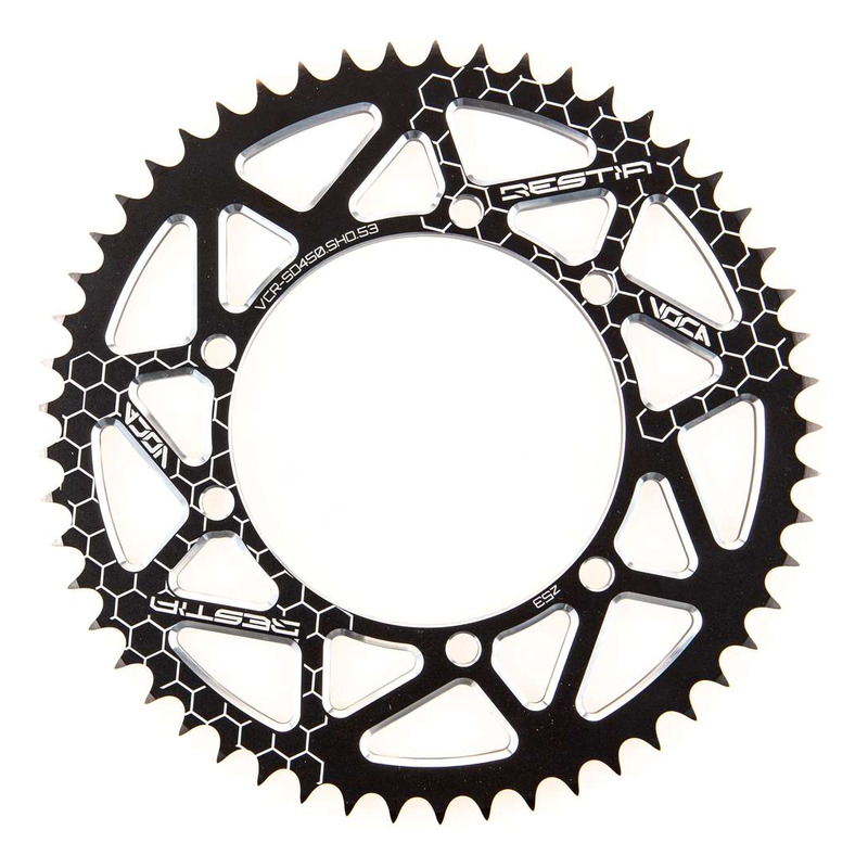 Couronne alu Voca Racing noir 53 dents pas 428 Sherco 50 SM