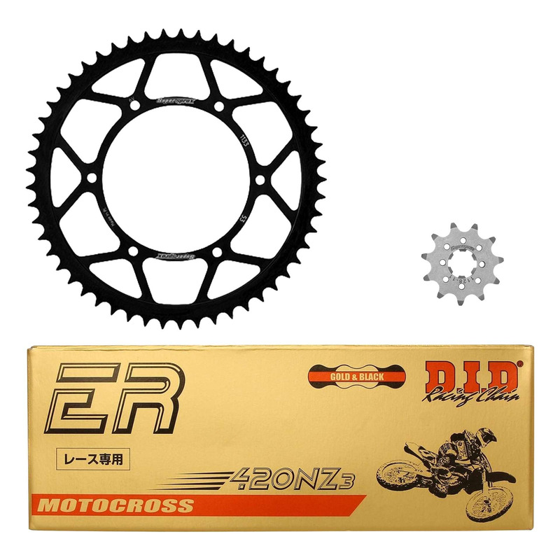 Kit chaÃ®ne DID type TT attache rapide pour Derbi 50 Senda SM X-treme