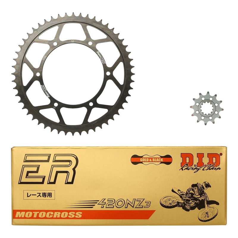 Kit chaîne DID type TT attache rapide pour Rieju Spike 50 99-02 (trous fraisés)