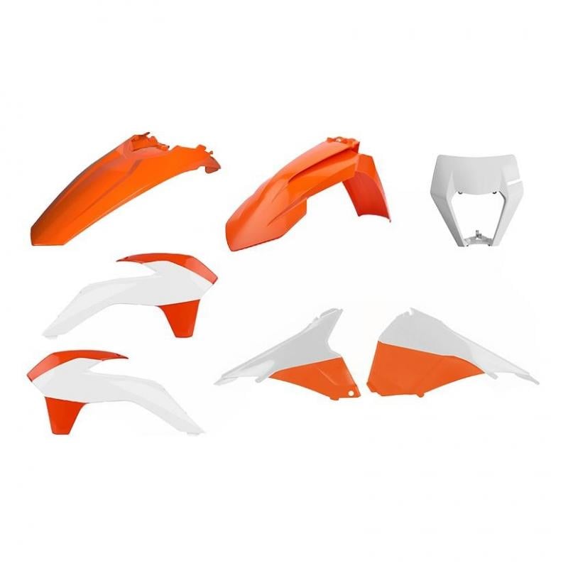 Kit plastique Polisport Enduro Restylé KTM 125 EXC 14-16 orange/blanc (couleur origine)
