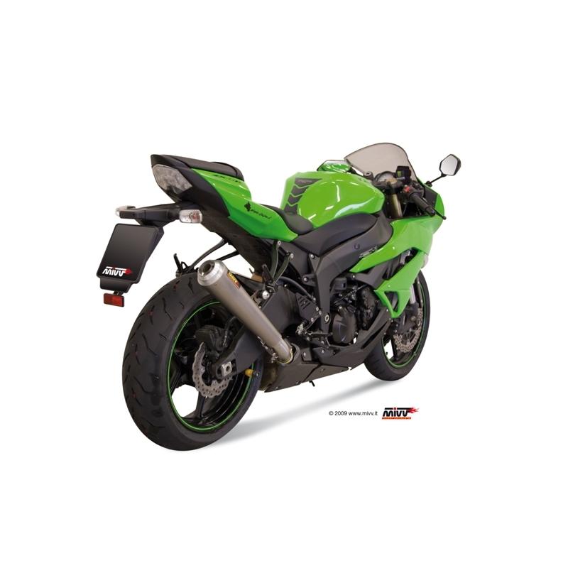 Silencieux MIVV X-Cone Plus inox satiné / casquette alu Kawasaki ZX6R
