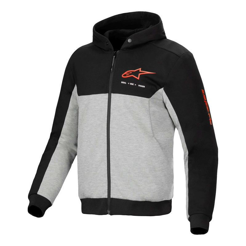 Sweat moto à capuche Alpinestars Chrome V2 Sport black/gray heather/red fluo