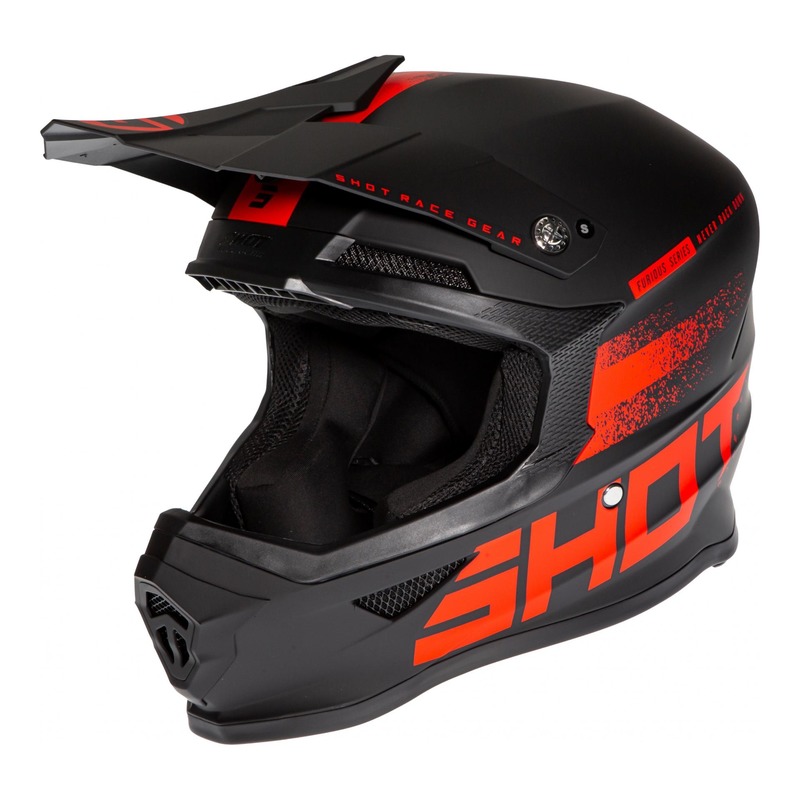 Casque cross Shot Furious Raw 2.0 mat noir/rouge- XS