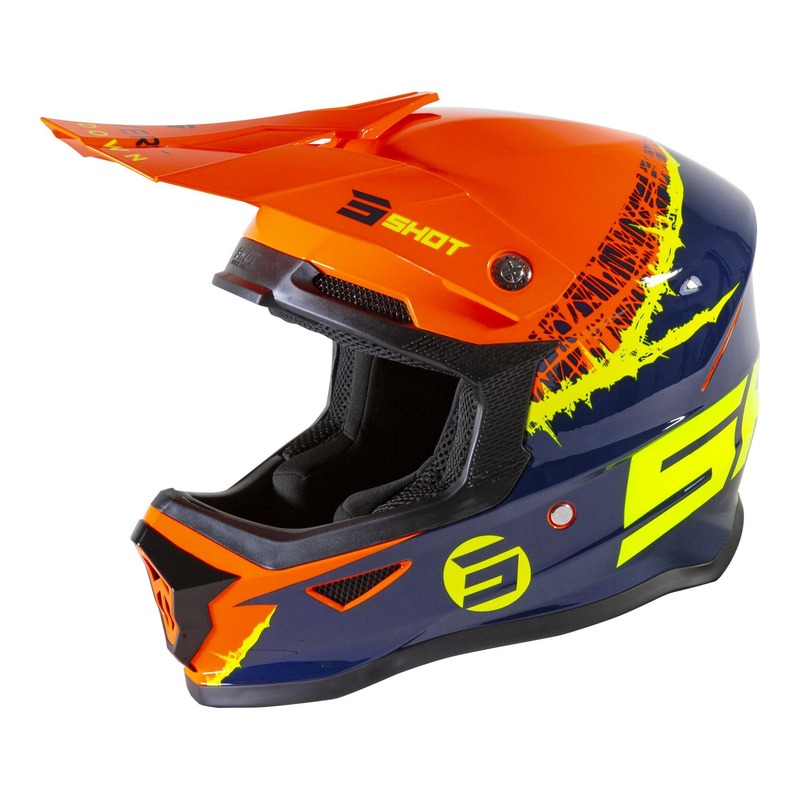 Casque cross enfant Shot Furious Storm brillant orange/bleu- S