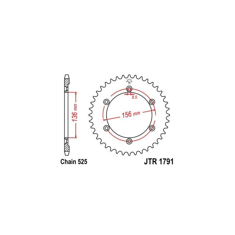 Couronne JT Sprockets Acier pas 525 42 dents - Pour Suzuki XF 650 Free
