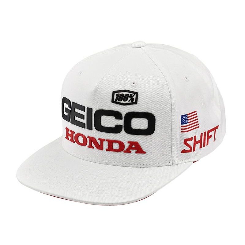 Casquette 100%/Geico Honda noir/blanc