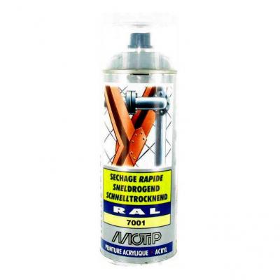 Bombe peinture Gris argent brillant acrylique RAL 7001 Motip 400 ml M07026