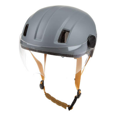 Casque vélo route Safety Labs Gris avec visière et éclairage led intégré