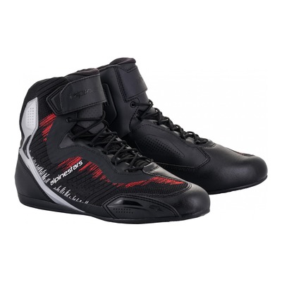 Chaussures moto Alpinestars Faster-3 Rideknit noir/argent/bright rouge