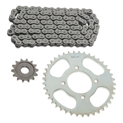 Kit chaîne EK/PBR 14x41-114m chaîne 428 DEH acier couronne acier Suzuki GN 125 83-01