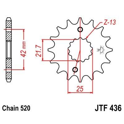 Pignon JT Sprockets Acier pas 520 13 dents - Pour Aprilia RS 250 95-04