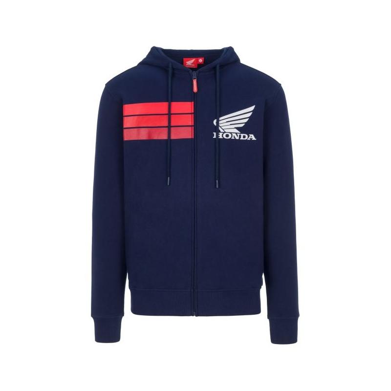 Sweat zippé à capuche Honda Racing Collection HRC 3 Stripes bleu/rou