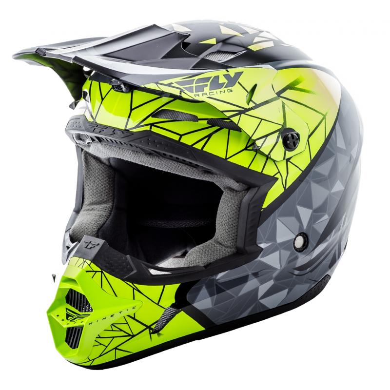 Casque cross Fly Racing Kinetic Crux jaune/gris/noir- XL