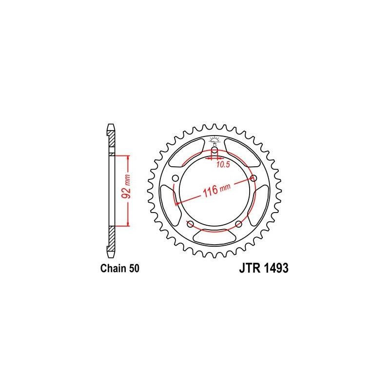 Couronne JT Sprockets Acier pas 520 42 dents - Pour Kawasaki ZZR 1400